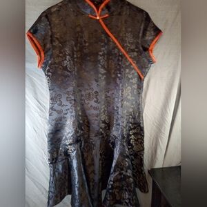 Silver Dragon Short Sleeve Modern Adapted Floral Print Dress